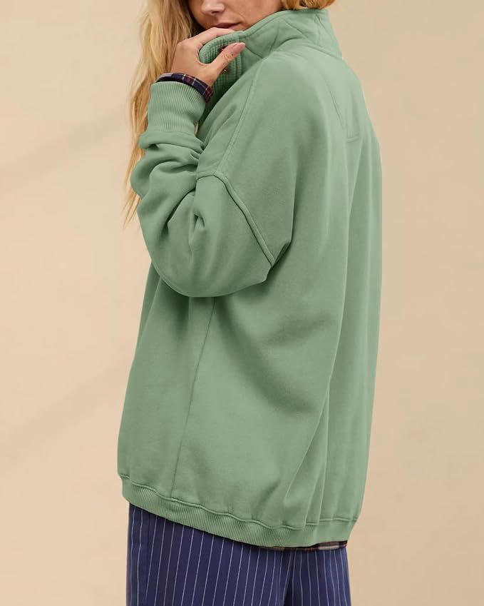 Gacaky Sweatshirt for Women Oversized Casual Long Sleeve Button Henley Neck Pullover Tops Fashion Outfits Clothes