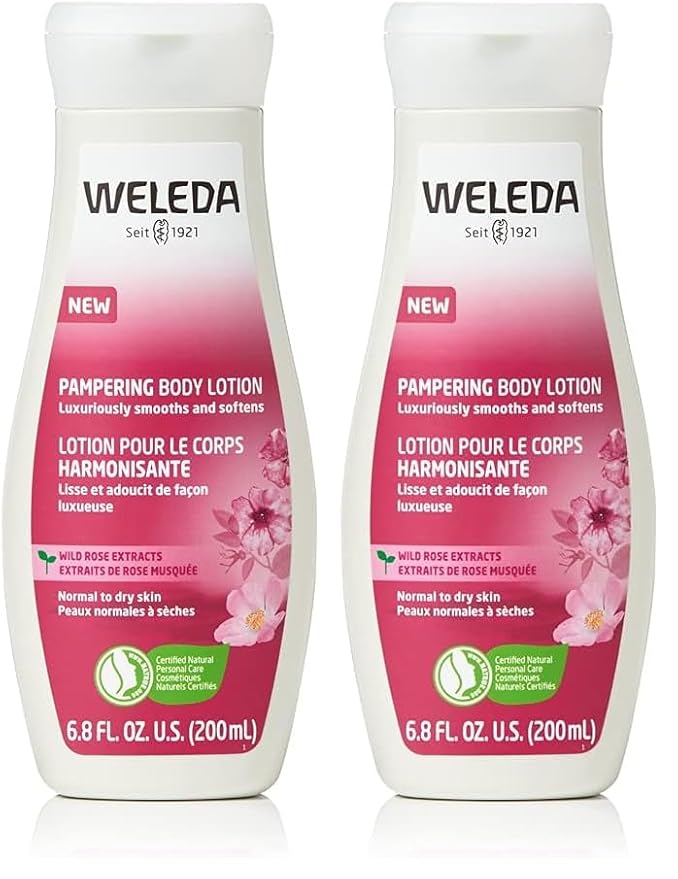 Weleda Pampering Wild Rose Body Lotion, Plant Rich Moisturizer with Wild Rose Oil, Jojoba Oil and Shea Butter, 6.8 Fl Oz (Pack of 2)