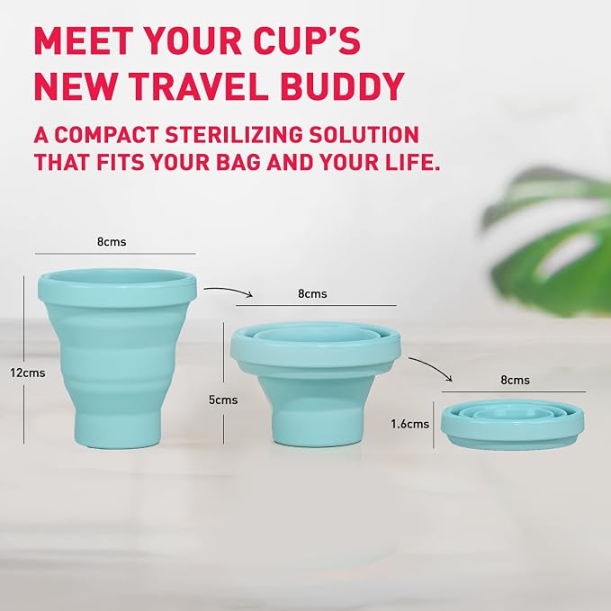 Sirona Menstrual Cups Container Foldable Sterilizing Silicone - 1 Unit | Microwave Friendly | Foldable Menstrual Cup Sterilizer | BPA Free and Non-Toxic | for Camping, Public Restrooms