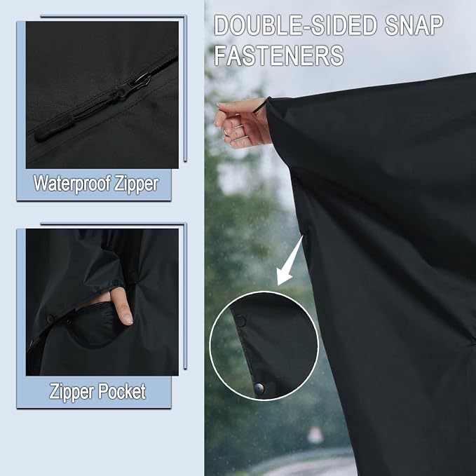 Fashion Hooded Rain Poncho Waterproof Raincoat Jacket with pocket for Women/Men/Adult