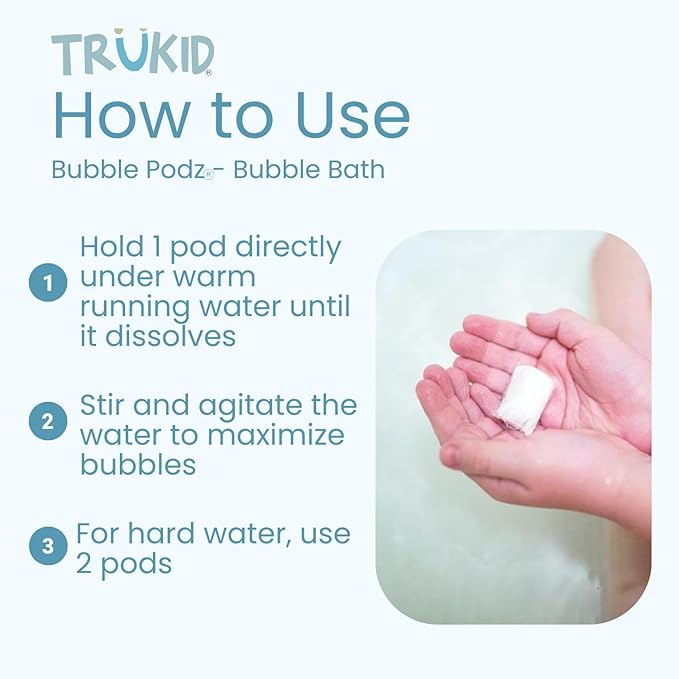 TruKid Bubble Gum Bubble Podz & BubbleGlove Set – Bubble Bath Pods and 2 Wash Gloves for Parent and Child