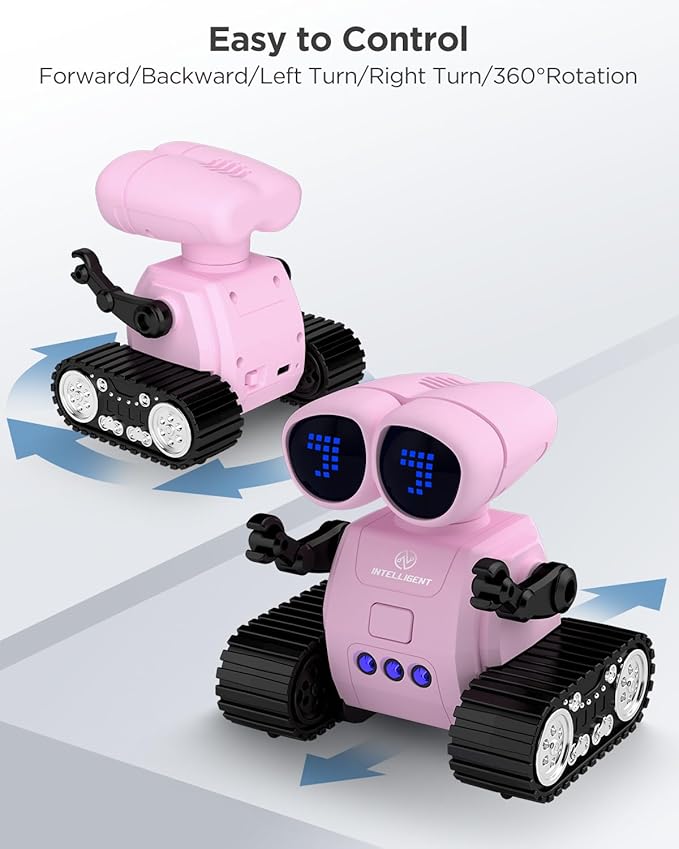 Robot Toys for Kids, Rechargeable Remote Control Robot Toys with Walkie Talkies, Programming, Gesture Sensing, Music, Changeable Eyes Function, RC Robot Toys Gifts for 6-12 Year Old Boys Girls