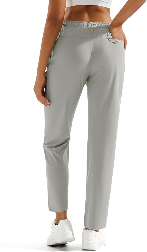 MAGCOMSEN Women's Hiking Pants Lightweight Quick Dry UPF 50 Water Resistant Elastic Waist Golf Travel Pants Zip Pockets