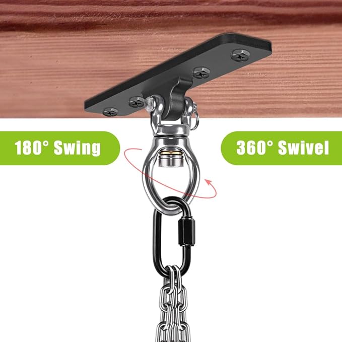Dolibest 2 Pack Heavy Duty Swing Hangers, Swing Set Accessories with Carabiner for Indoor/Outdoor Use, Porch Swing, Hanging Kit for Wooden/Concrete Set w/ 8 Wood Screws and 8 Expansion Bolts, 900LB