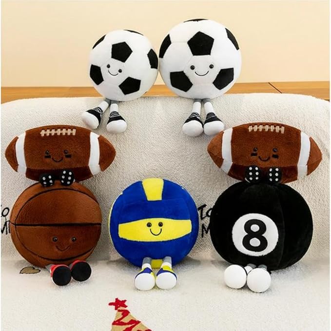 YUDONG 12 Inch Soft Plush Sports Ball Doll - Adorable Football Plush Toy, Fun Spherical Stuffed Animal, Cute Throw Pillow & Kids Gift (Football)