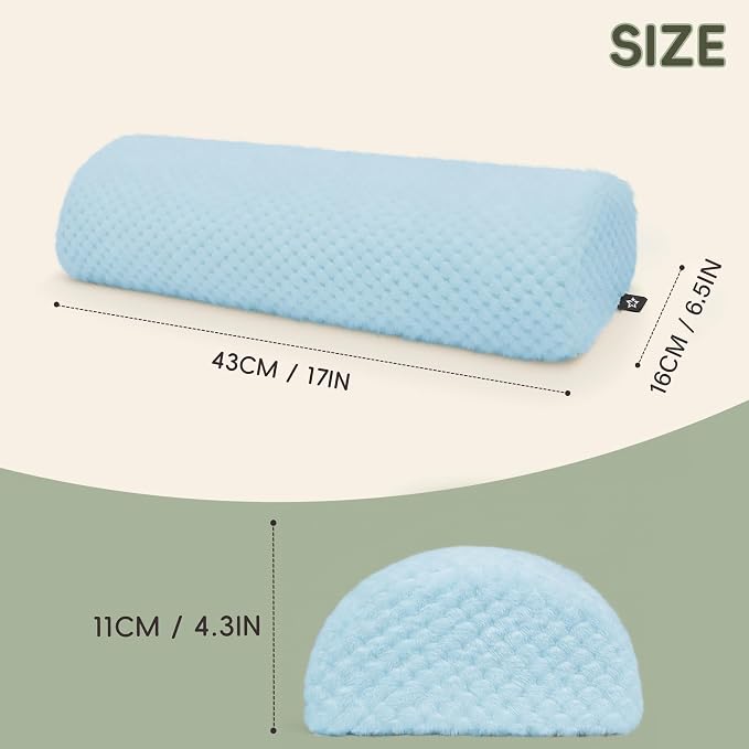 SPRING SEAON Half Moon Bolster Knee Pillow for Back Sleeping Memory Foam Leg Pillow for Ankle and Foot Comfort Under Knee Pillow for Side Sleepers Machine Washable Cover(17" x 7.5" x 4.3")