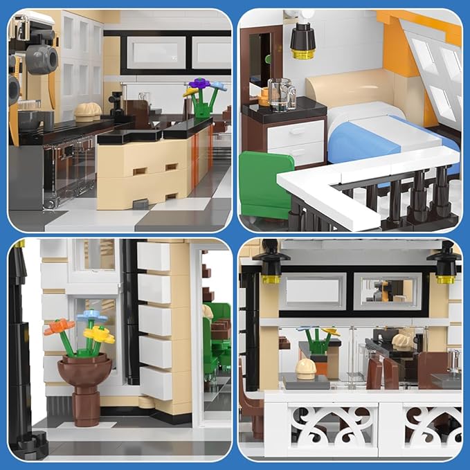City Garden Hotel Building Sets,House Architecture Model Blocks Toys for Adults & Teens，1300 PCS Mini Bricks with LED