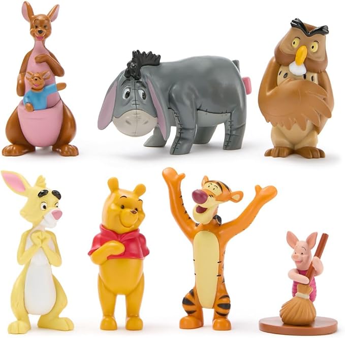 Disney Store Official Winnie the Pooh Figure Set – 7 Fully Sculpted Disney Figures Including Pooh Bear, Piglet, Tigger, Eeyore & More in Double-Tiered Box with Scenic Backgrounds