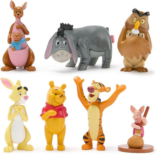 Disney Store Official Winnie the Pooh Figure Set – 7 Fully Sculpted Disney Figures Including Pooh Bear, Piglet, Tigger, Eeyore & More in Double-Tiered Box with Scenic Backgrounds