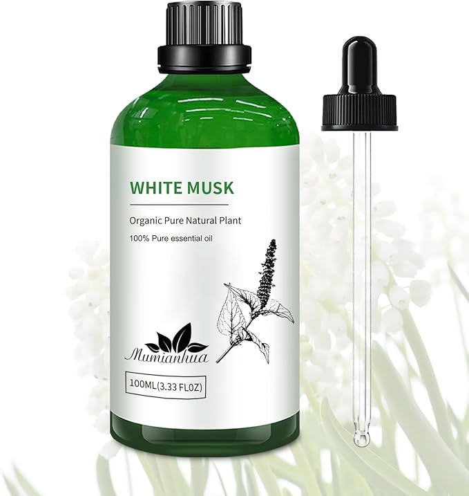 White Musk Fragrance Oil, Soft Scent, Diffuser & DIY, 3.38 Fl Oz | Mumianhua White Musk Oil., Musky Aroma. For Reed Diffuser, Perfume, Skin, Hair & Candle Making