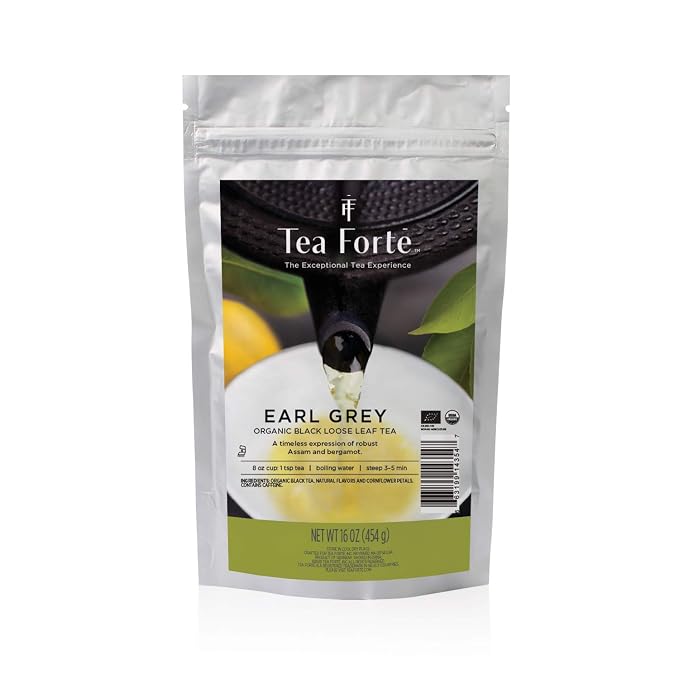 Tea Forte Premium Loose Leaf Tea Blend, Resealable 1 Pound Bag, Makes 160-175 Cups, Earl Grey Tea