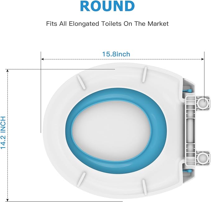 GAOMON Toilet Seat, Round Toilet Seat with Toddler Seat Built in, Potty Training Toilet Seat Round Fits Both Adult and Child, with Slow Close and Magnets- white and blue