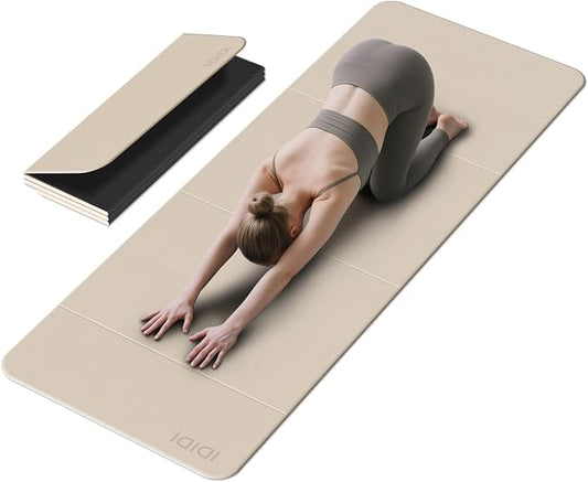 Foldable Extra Large Yoga Mat 74"×31.5", 8mm Double-Sided Non Slip Lightweight Fitness Mat for Man & Woman, Portable for Home Studio & Travel