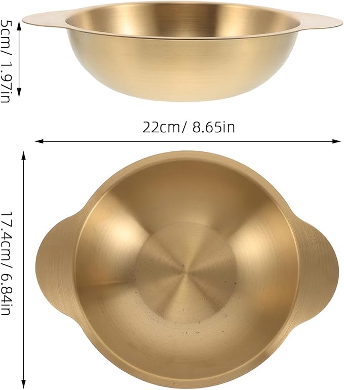 COLLBATH Stainless Steel Noodle Pot 6.85 Inch Korean Ramen Pot with Handle for Meal Prep, Bowl for Storing Pasta, Rice, and Salad, Easy Cleaning (Golden)