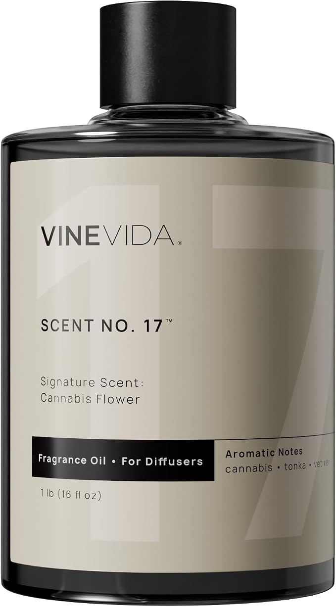 VINEVIDA [16 Fl Oz] Cannabis Flower Fragrance Oil for Cold Air Diffusers, Essential Oils for Diffuser Oil Refill & Air Freshener Room Spray