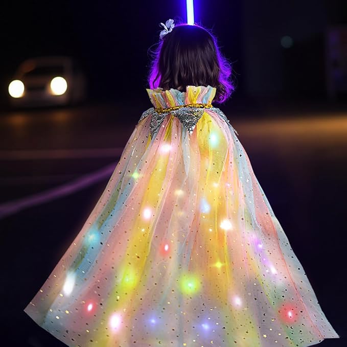 Meland Princess Dress up Clothes for Girl, 11Pcs Princess Cape with Kid Crown Toys,Dresses for Girl 3,4,5,6,7,8 Birthday Gift