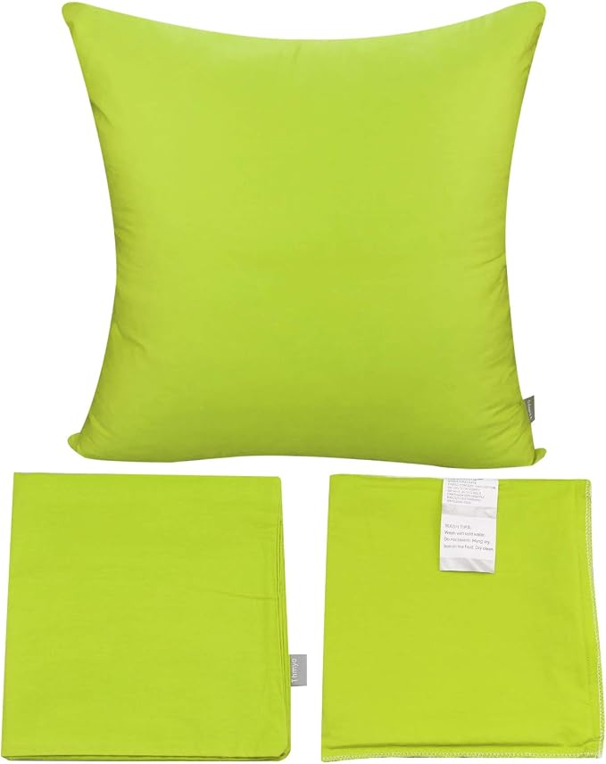 Thmyo 4-Pack 100% Cotton Comfortable Solid Decorative Throw Pillow Case, Square Cushion Cover Pillowcase Sublimation Blank Pillow Covers DIY Throw Pillowcase for Sofa(18x18inch/45x45cm,Light Green)