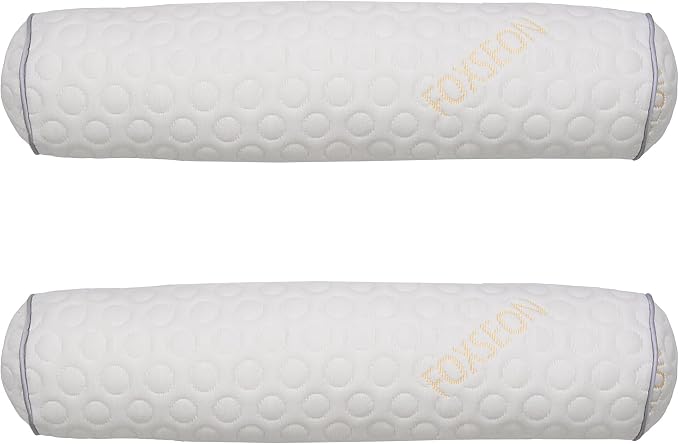 Cylindrical Pillow、 Fillable Porous Fiber Contour Neck Pillow、 (Pack of 2, White Jacquard) 18 x 4 inches、Bolster Pillow for Bed、Legs, Back and Yoga (18x4)