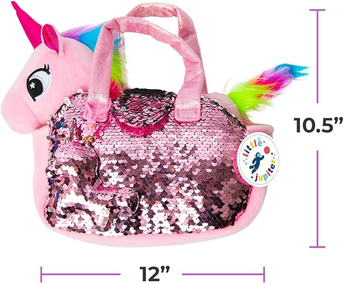 Little Jupiter Plush Pet Set w/Purse - Unicorn Stuffed Animals for Girls - Unicorn Plush - Stuffed Unicorns - Gift for Age 4-5 - 6-7 yrs (Pink Unicorn)
