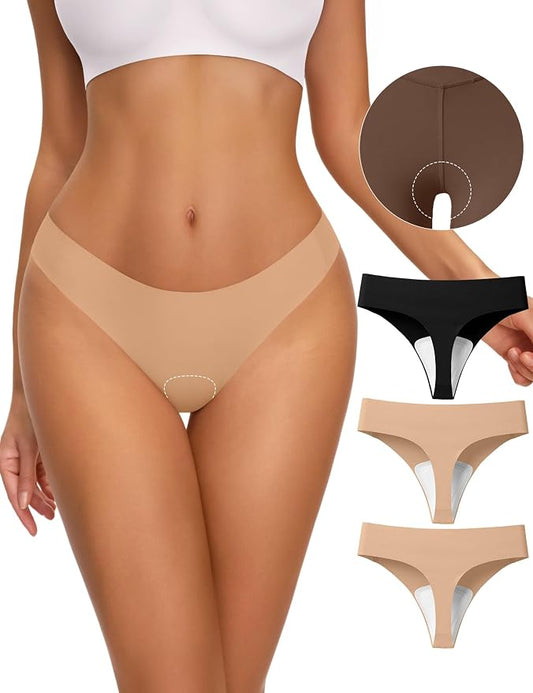 NIASOUL Thongs for Women Seamless Thong Panty Liners No Show Breathable G-Strings Workout Underwear