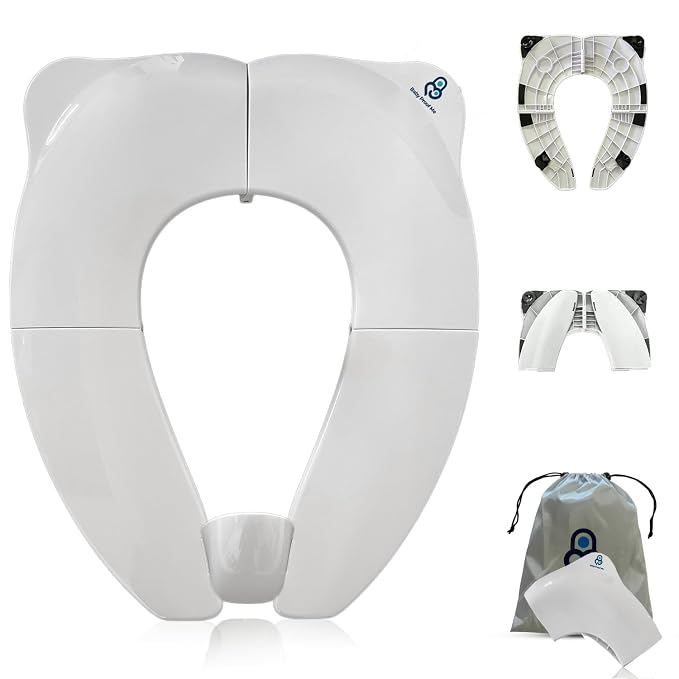 Baby Proof Me Travel Potty Training Seat for Toddlers Boys and Girls – ABS Plastic Foldable, Non-Slip Suction Cups, Fits Round & Oval Toilets, Portable Toilet Seat for Kids, Includes Free Travel Bag