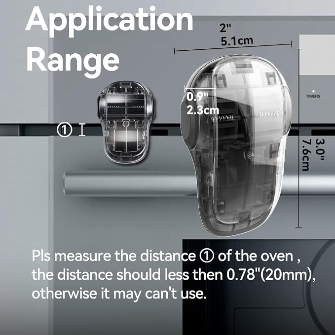 EUDEMON Child Safety Heat-Resistant Oven Door Lock, Oven Front Lock for Kids Easy to Install, Use Adhesive,No Screws or Drill (1 Pack,Clear-Black)(ONLY for Flat Surface)