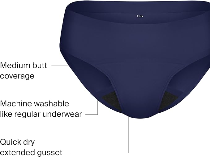 KNIX Super Leakproof No-Show Bikini Period Underwear – Heavy Flow, Reusable Absorbent Menstrual & Incontinence Panties