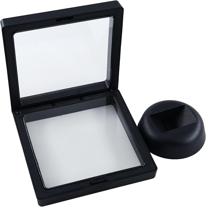 10Pcs Coin Holder Challenge Coin Display Stand, Black 3D Floating Display Case for AA Coin Medallions Jewelry Rock Gem Arrowhead Collecting and Display (3.5×3.5×0.8 inches)