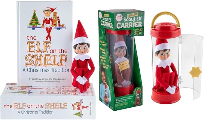 The Elf on the Shelf Christmas Tradition Box Set with Elf (Blue Eyed Girl), Story Book and Scout Carrier (Multi-Item Bundle)