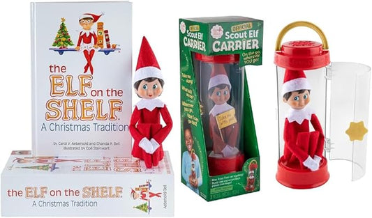 The Elf on the Shelf Christmas Tradition Box Set with Elf (Blue Eyed Girl), Story Book and Scout Carrier (Multi-Item Bundle)