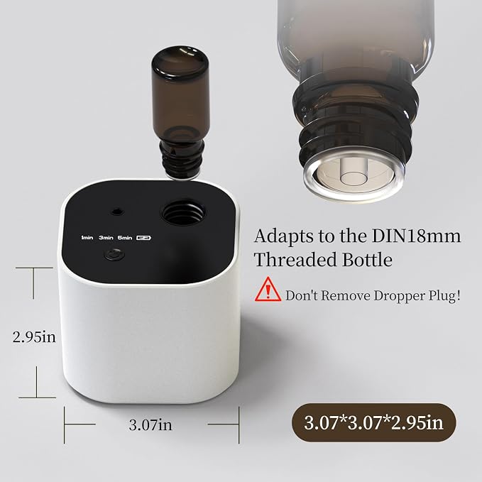 Waterless Essential Oil Diffuser,Portable Scent Diffuser with Battery Operated,3 Mist Modes,Fast Charging,Mini Aromatherapy Diffusers for Home,Bedroom,Office,Includes 10ml Essential Oil,White