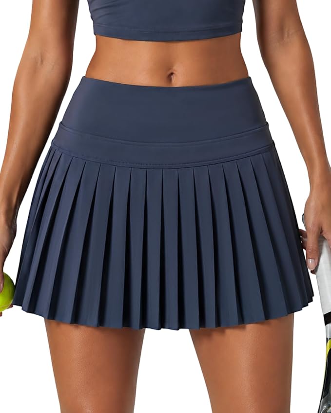 Pleated Tennis Skirt for Women with Pockets Shorts High Waisted Athletic Golf Skort for Workout Pickleball