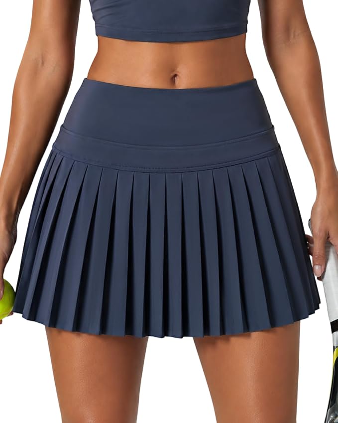 Pleated Tennis Skirt for Women with Pockets Shorts High Waisted Athletic Golf Skort for Workout Pickleball