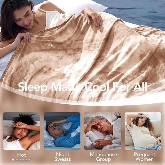 Cooling Blanket 90''x90'' for Hot Sleepers, Arc-Chill Q-Max>0.35 Double Sided Cold Blankets for Night Sweats, Cool Soft Lightweight Summer Blanket for Sofa Bed Couch, Gifts for Women Queen | Cold Summer Soft Blanket for Bed Couch and Travel Absorbs Hea...