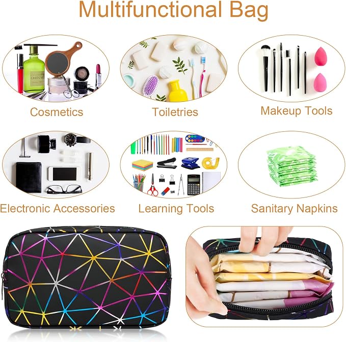 Likesing Period Bag for Teen Girls, Leather Sanitary Napkin Storage Bag, Portable Menstrual Pad Bag Period Pads Pouch, Small Make Up Bags