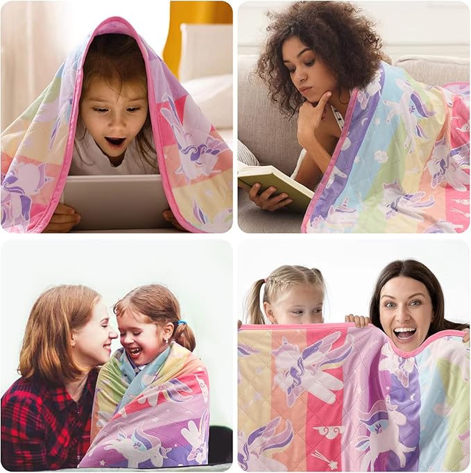 Cooling Blankets for Hot Sleepers,Glow in The Dark Blanket Unicorns Gifts for Girls,Q-Max >0.4 Cool Blanket 1-10 Year Old Girl Gift,Girls Toys Age 6-8,Valentine's Day Birthday Gifts Presents