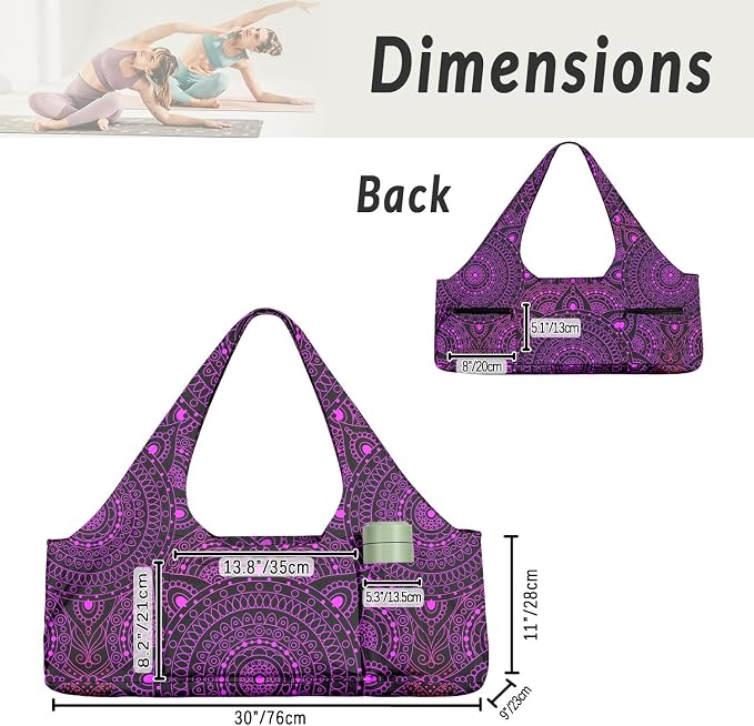Women's Yoga Bag with Yoga Mat Carrier - Large Mat Pocket Fitness Tote for Pilates, Gym, Travel, Office & Beach