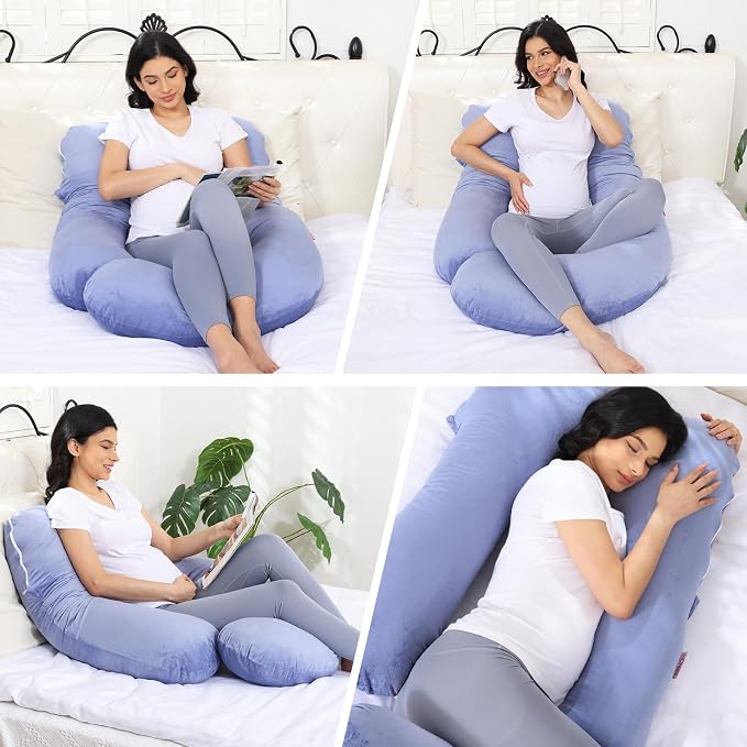 Pregnancy Pillow for Sleeping, Soft 57“ Full Body Maternity Pillow, U Shaped with Removable Washable Cover, Support for Back, Belly, Leg, Hip, Neck & Shoulder, Purple