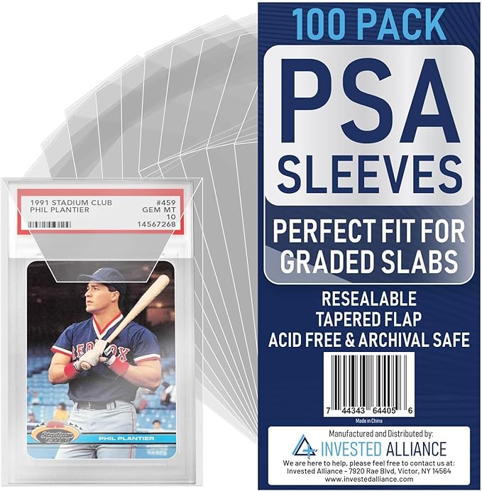 Invested Alliance PSA Slab Sleeves for Graded Cards | PSA Exact Fit Graded Card Sleeves, Resealable Slab Protector for TCG Collectors - Sports, Trading & Gaming.