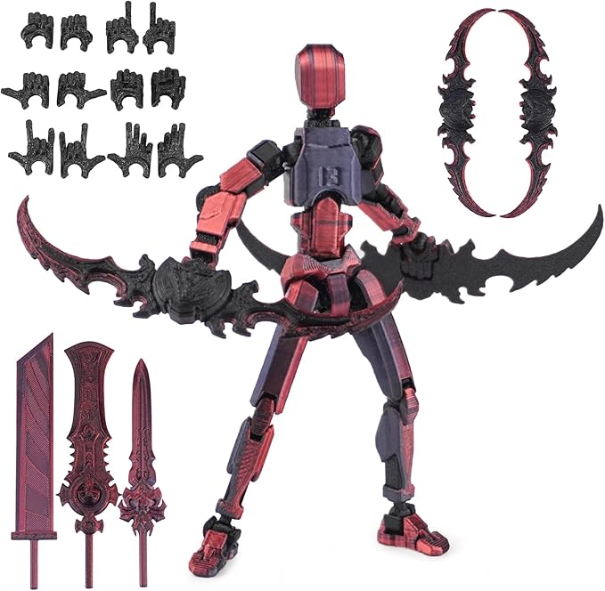 Dummy13 Action Figure Set | Pre-Assembled 3D Printed Titan and Robo Figures | Highly Articulated Robot Toys with Interchangeable Accessories | Perfect for Collectors and Hobbyists (Blacks)
