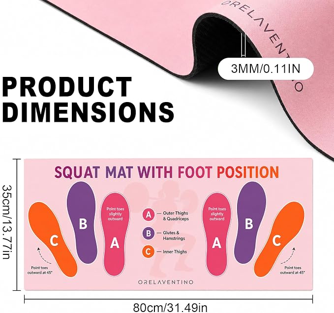 Squat Mat with Foot Position,Non-Slip Workout Mat for Squats & Leg Exercises, Improves Muscle Activation & Knee Support, Home Gym Fitness Mat,30 * 13.8"inch Squat Pad