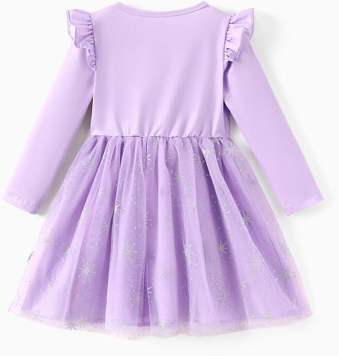 Disney Princess Frozen Minnie Mouse Dress Girls Sparkle Ruffle Tulle Tutu Birthday Party Fall Outfits Clothes Baby to Toddler
