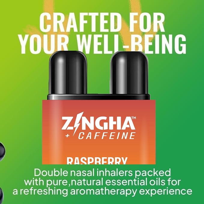 Z!NGHA Caffeinated Aromatherapy Nasal Inhaler Stick - Energy Nasal Stick with Peppermint & Eucalyptus Essential Oils - Natural Focus & Alertness Support, Sweet Surge