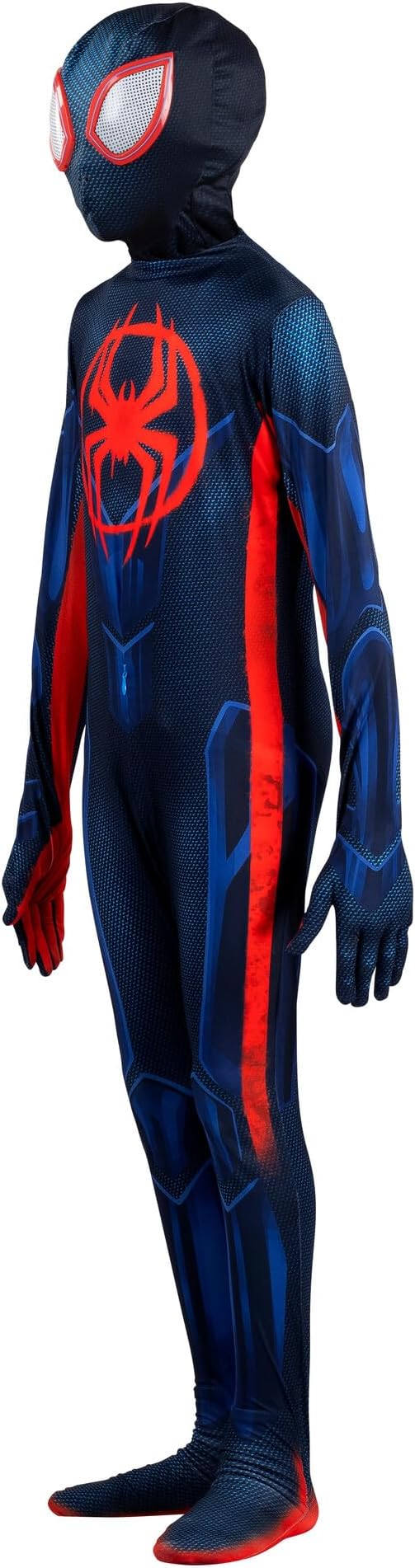 Marvel Miles Morales: Spider-Man Official Youth Deluxe Zentai Costume - Stretch Spandex with Hidden Zippers and Wrist Slits