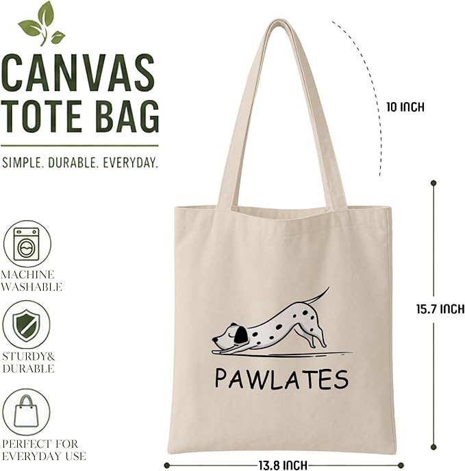 Pilates Canvas Tote Bag for Women Shopping Work Travel with Inner Pocket