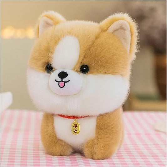 Dog Plush Stuffed Animal,Simulated Plush Toy,Cuddly Plush Pillow Animal,Gifts for boy Girl (Brown White, 9.8 in)