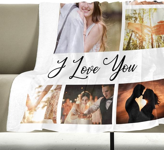 inkArts Custom Blanket with Photo, Personalized Blanket, Customized Photo Blankets, Customizable Picture Blankets, Personalized Anniversary Photo Gifts for Women Men Her Him Girlfriend Boyfriend