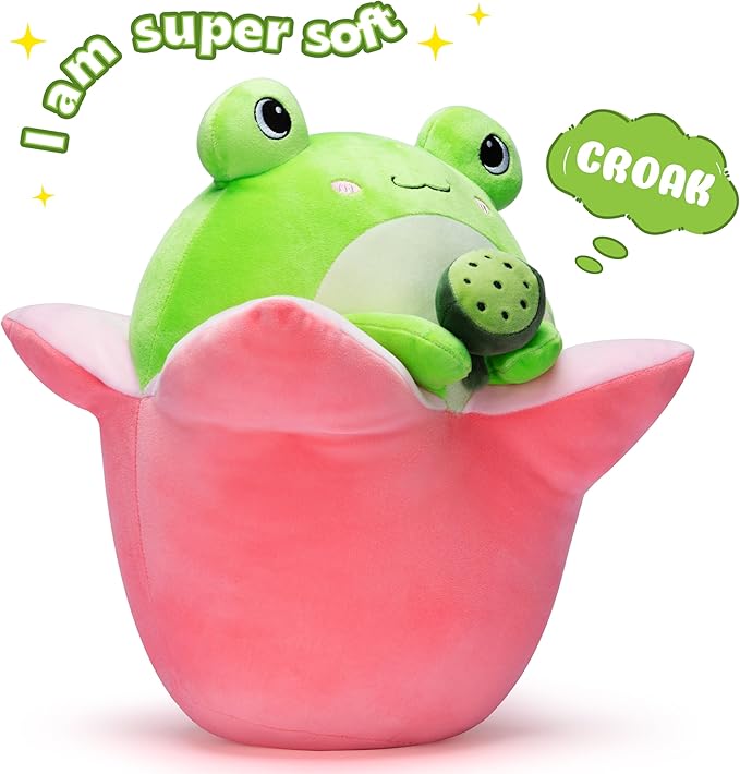 Original 12.5-inch Large Frog Plush Pillow Stuffed Animal Toy,Big Size Cute Soft Toys Fat Kawaii Hugging Pillows Cuddle Plushie,Gift for Kids