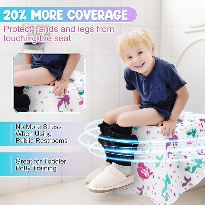 Disposable Toilet Seat Covers 20 Pack - Extra Large Waterproof Potty Covers for Public Restroom & Potty Training, Travel Must Haves & Airplane Essentials, Non-Slip