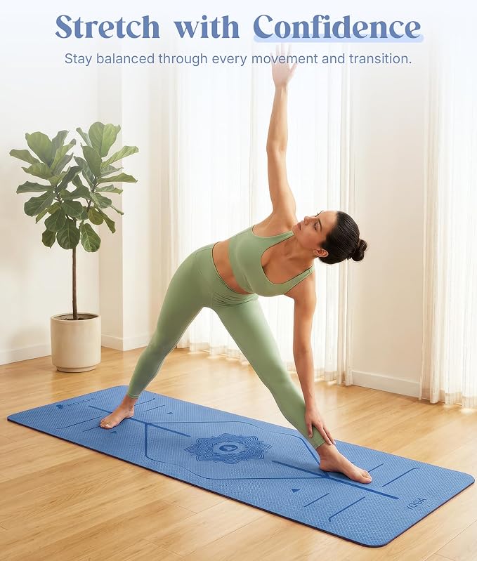 ROMIX Pro Yoga Mat Thick 6mm (1/4 inch), 72"L x 24"W Non-Slip Workout Mat with Alignment Lines, Large Yoga Mats for Women Men With Carry Bag, Exercise Mats for Home Workout Training Equipment